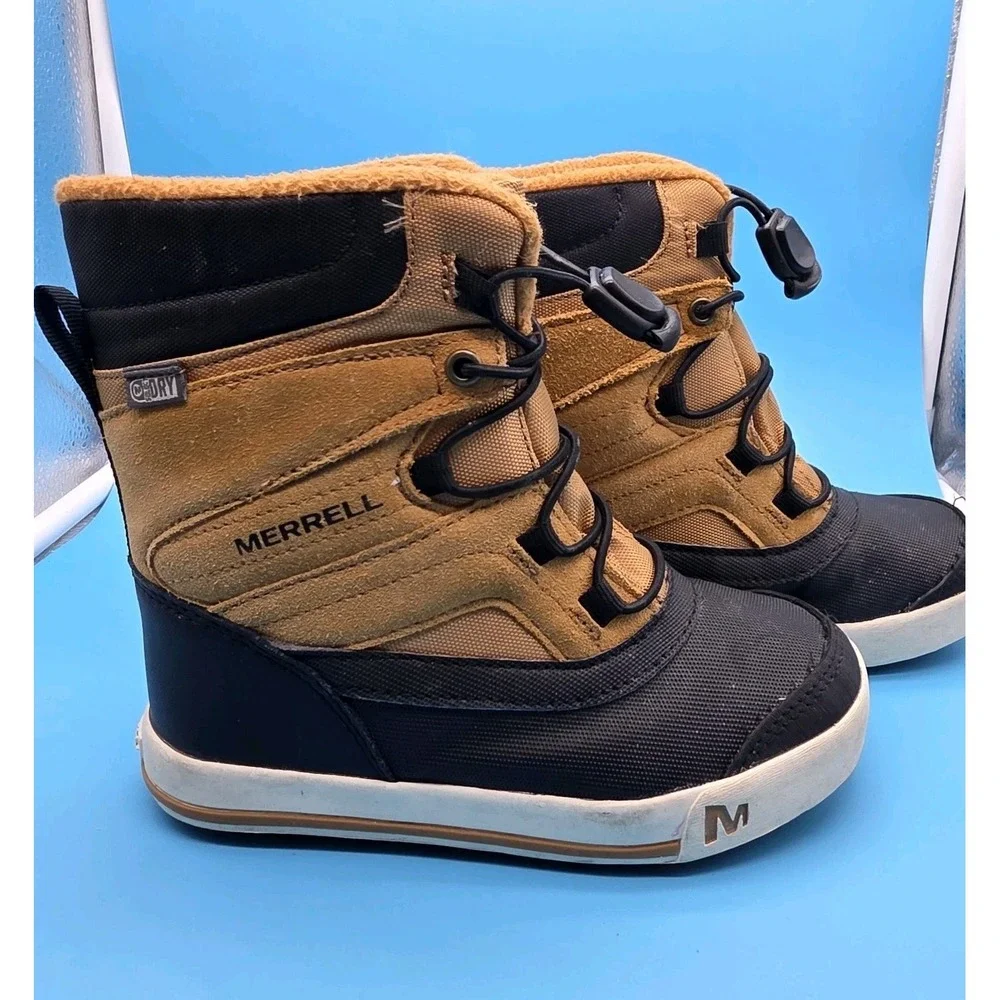 Merrell Kids' Snow Bank 2.0 Waterproof Boots in Black and Tan Size 12M
